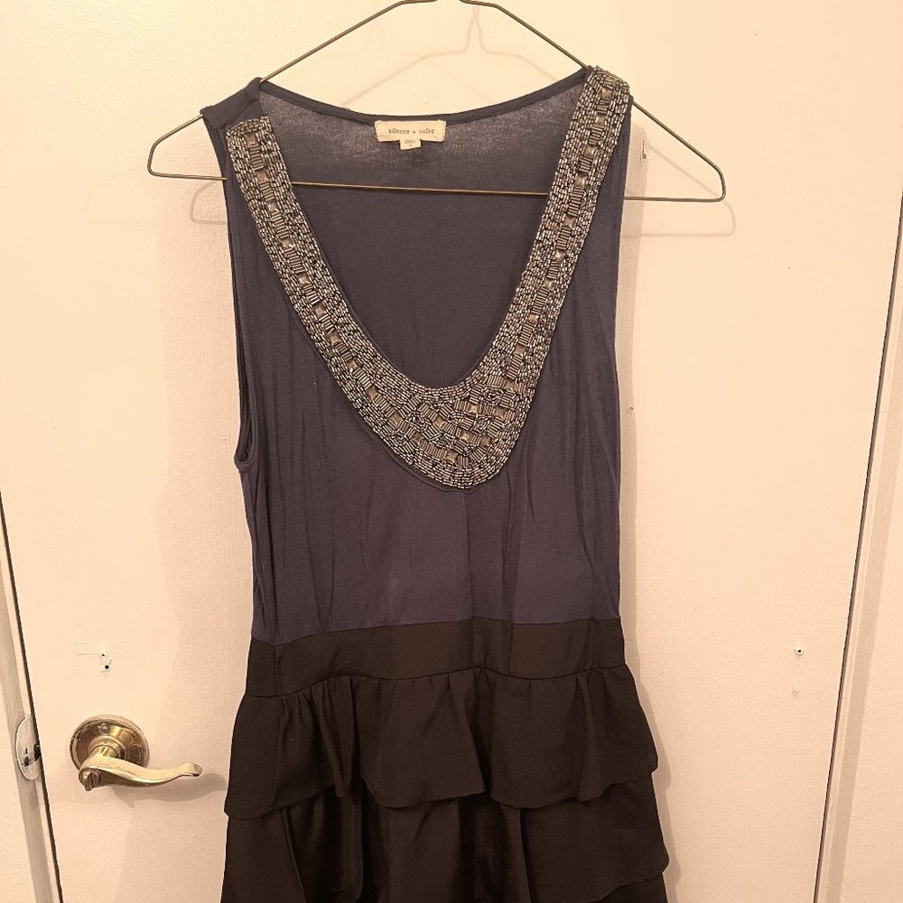 Silence and Noise blue and black ruffle dress